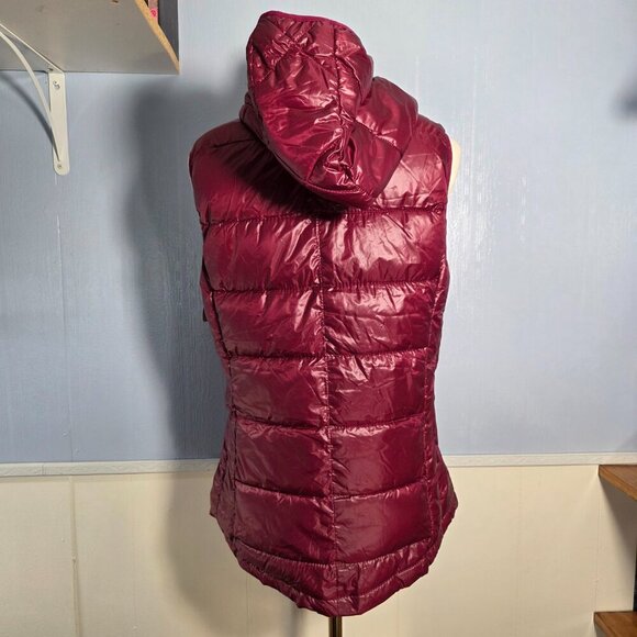 Tangerine Large "Ruby Red" Hooded Full Zip Quilted Puff Fall Casual Vest - Picture 5 of 9